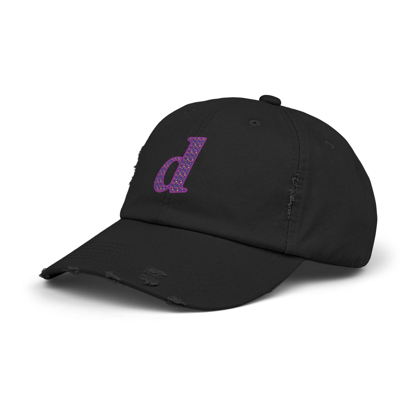 Distressed Cap with Purple Letter 'd' - Casual Street Style Hat for Everyday Wear, Gift for Dad, Unisex Fashion Accessory, Trendy [...]