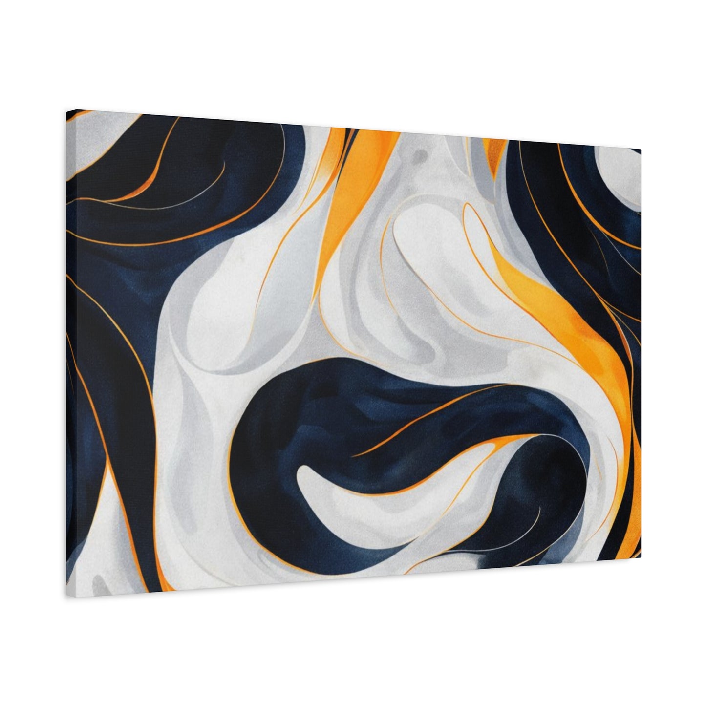 Abstract Navy & Gold Swirl Matte Canvas Wall Art