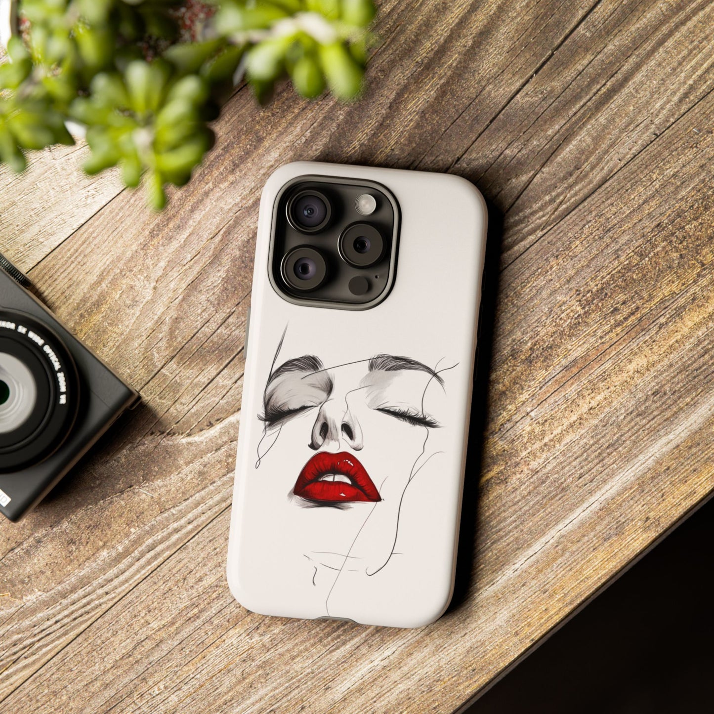 Stylish Phone Case with Artistic Lip Design, Femme Tech Accessory, Trendy Device Cover, Gift for Her, Unique Phone Accessories