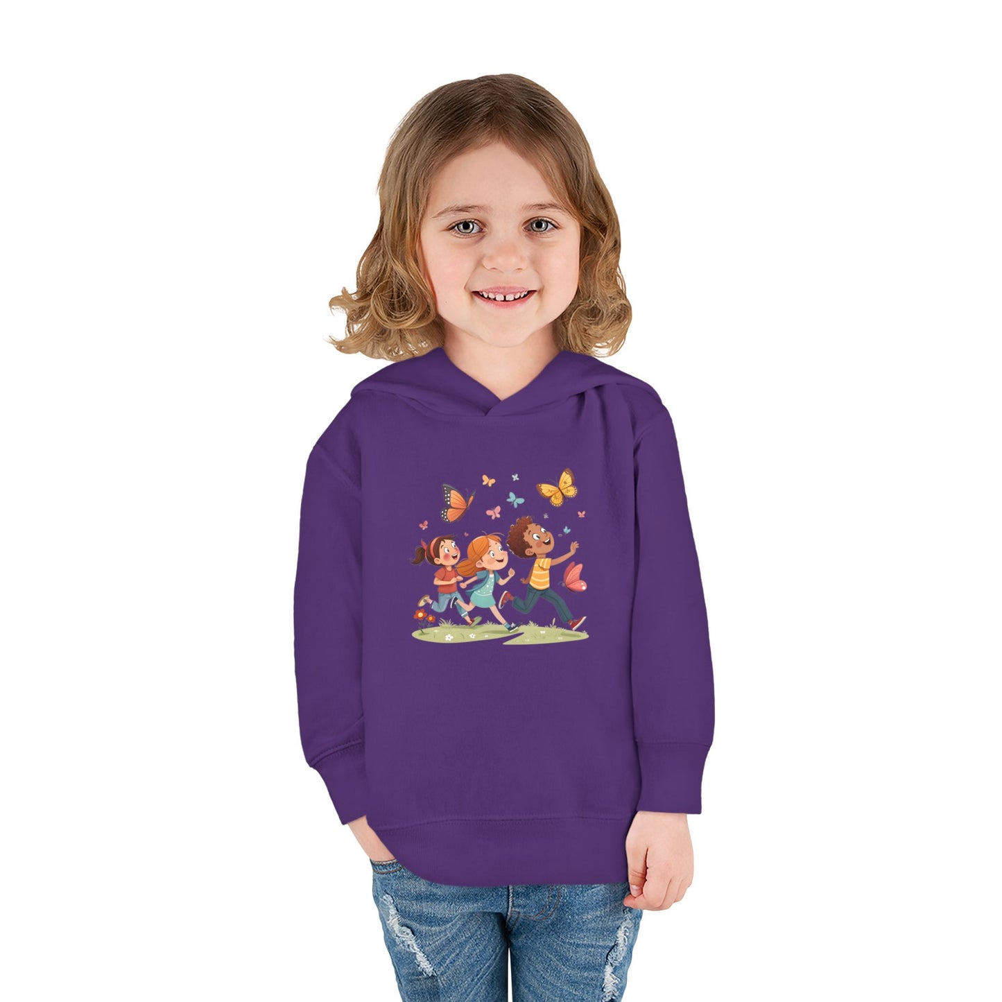 Butterfly Adventure Toddler Pullover Hoodie | Cute Kids Apparel, Fleece Hoodie, Toddler Gift, Outdoor Playwear, Spring Fashion