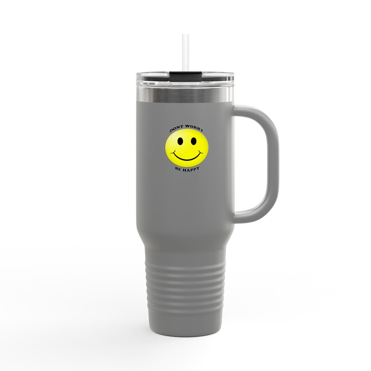 Happy Face Insulated Travel Mug | 40oz, Summer Vibes, Gift for Coffee Lovers, Home Office Essential, Brighten Your Day