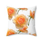 Floral Square Pillow with Peach Roses
