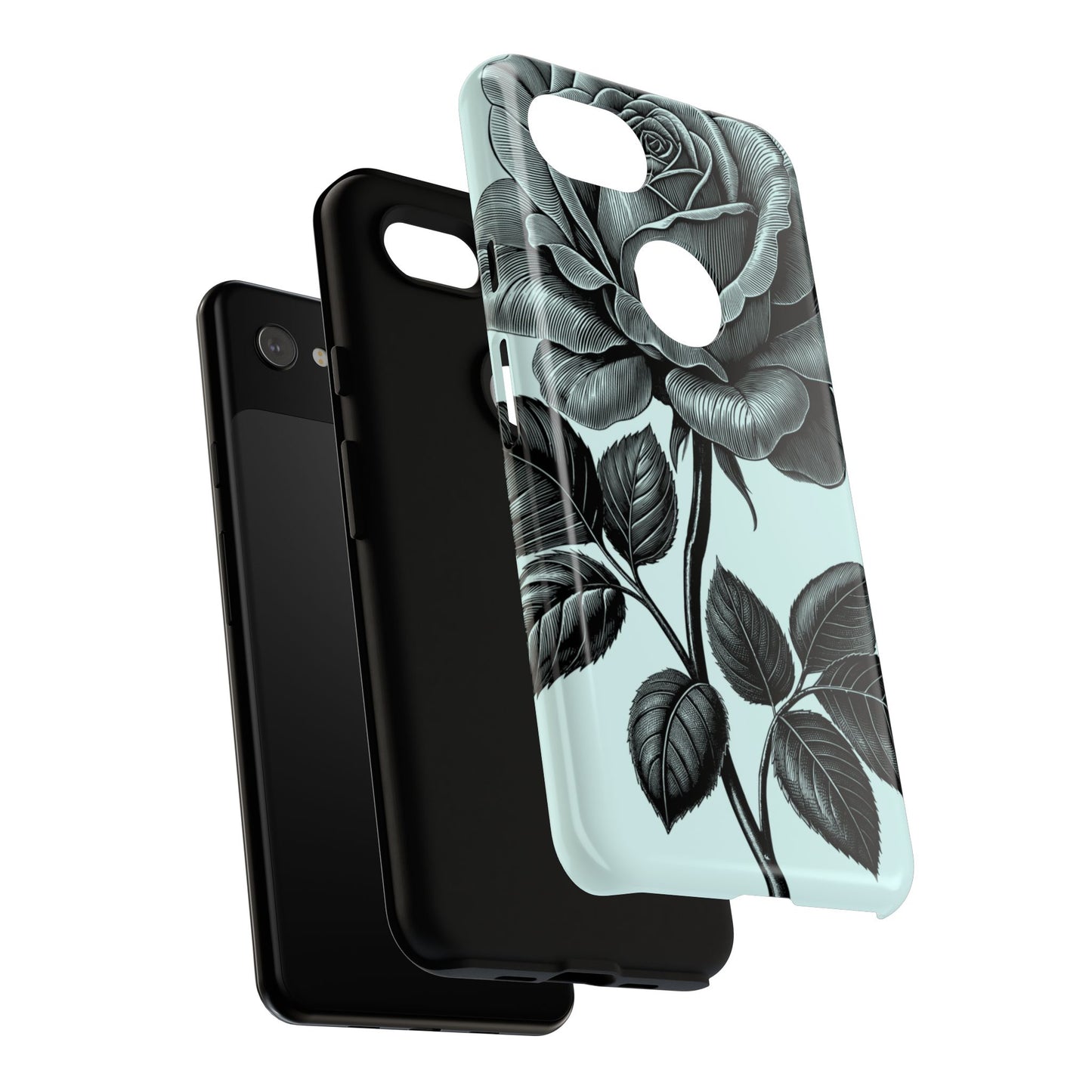 Elegant Floral Phone Case, Tough Cases for iPhones, Black Rose Design, Gift for Her, Stylish Phone Cover, Birthday Gifts