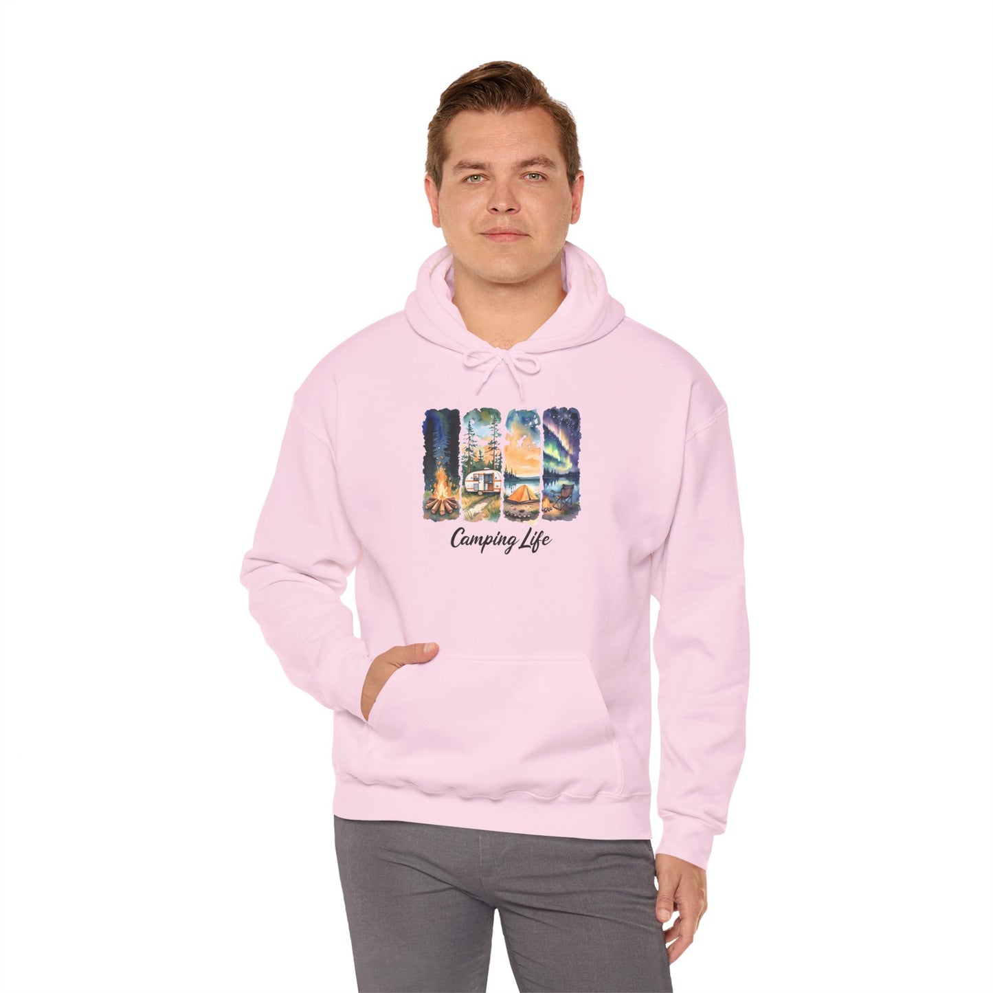 Camping Life Hoodie – Outdoor Illustrated Campsite Scenes