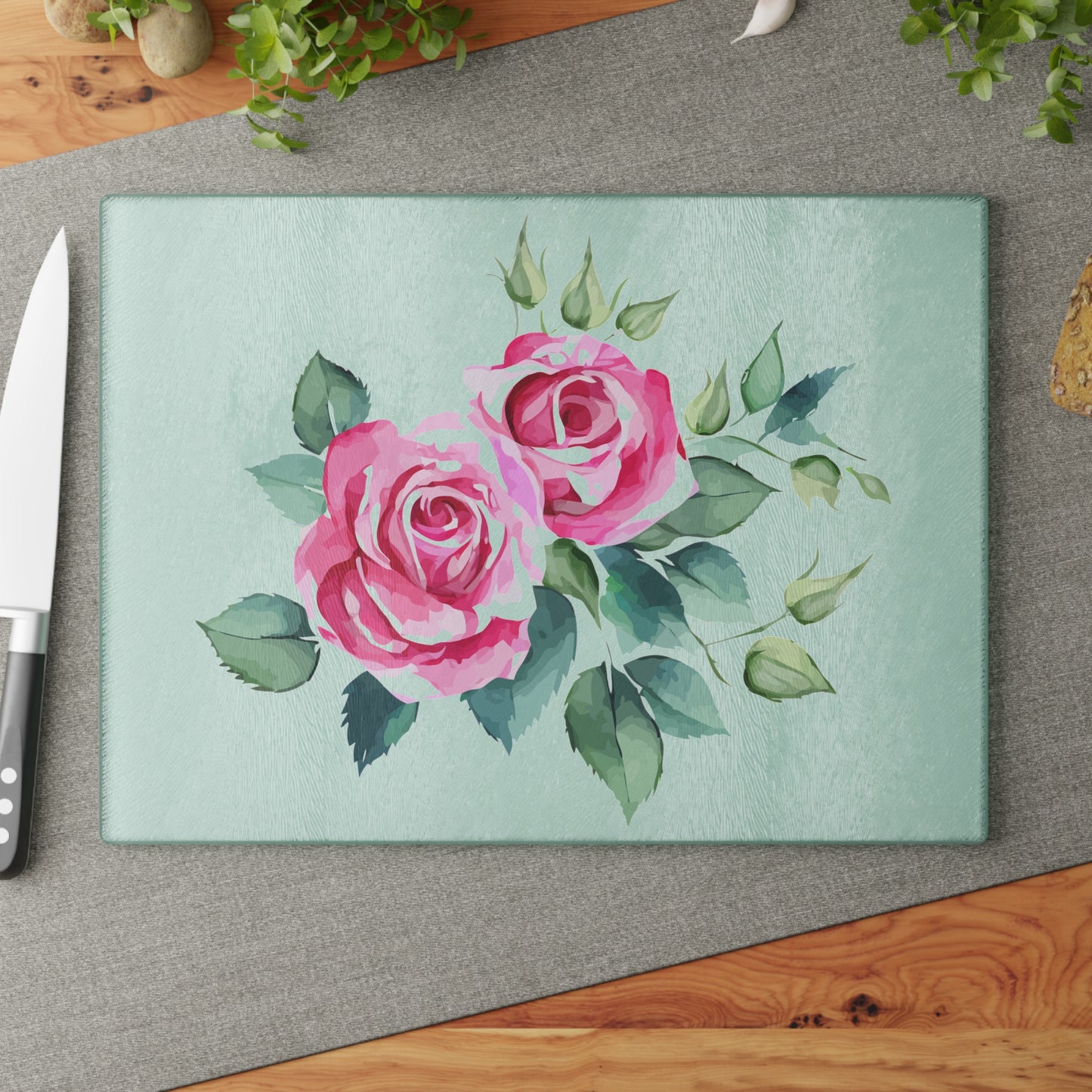 Elegant Floral Glass Cutting Board, Perfect for Kitchen Decor, Housewarming Gift, Wedding Gift, Floral Art, Cooking Accessory
