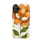 Floral Phone Case with Orange Flower Design, Tough Phone Cover, Floral Gift, Stylish Tech Accessory, Nature Lovers, Spring Vibes