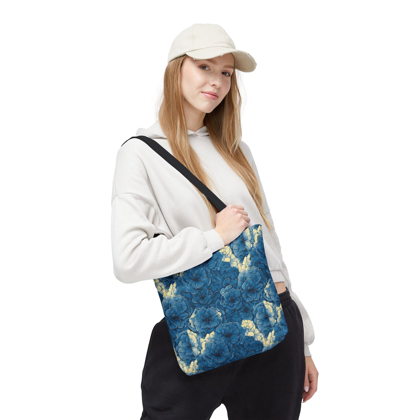 Floral Blue Peony Tote