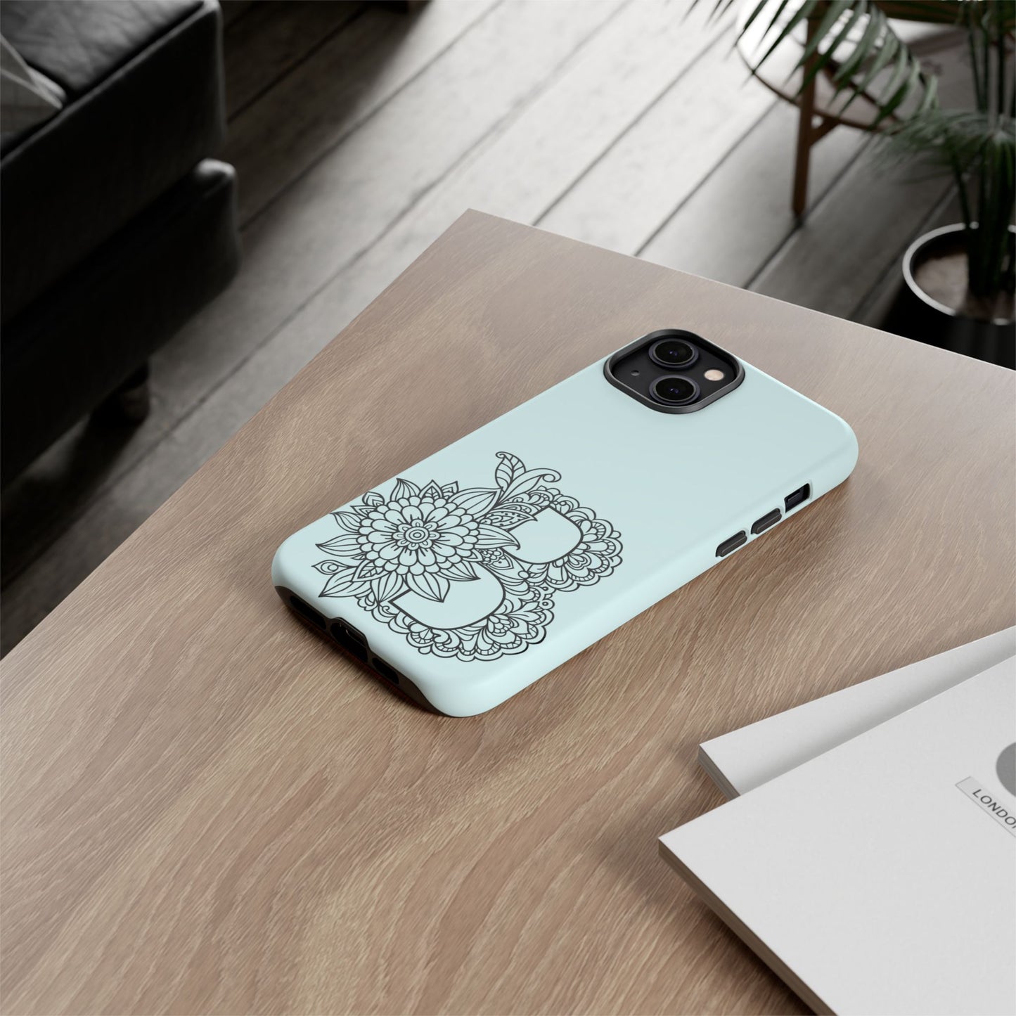 Personalized Tough Phone Case- Letter B, Floral Monogram Cell Phone Cover, Custom Protective Case, Unique Gift, Birthday, Graduation