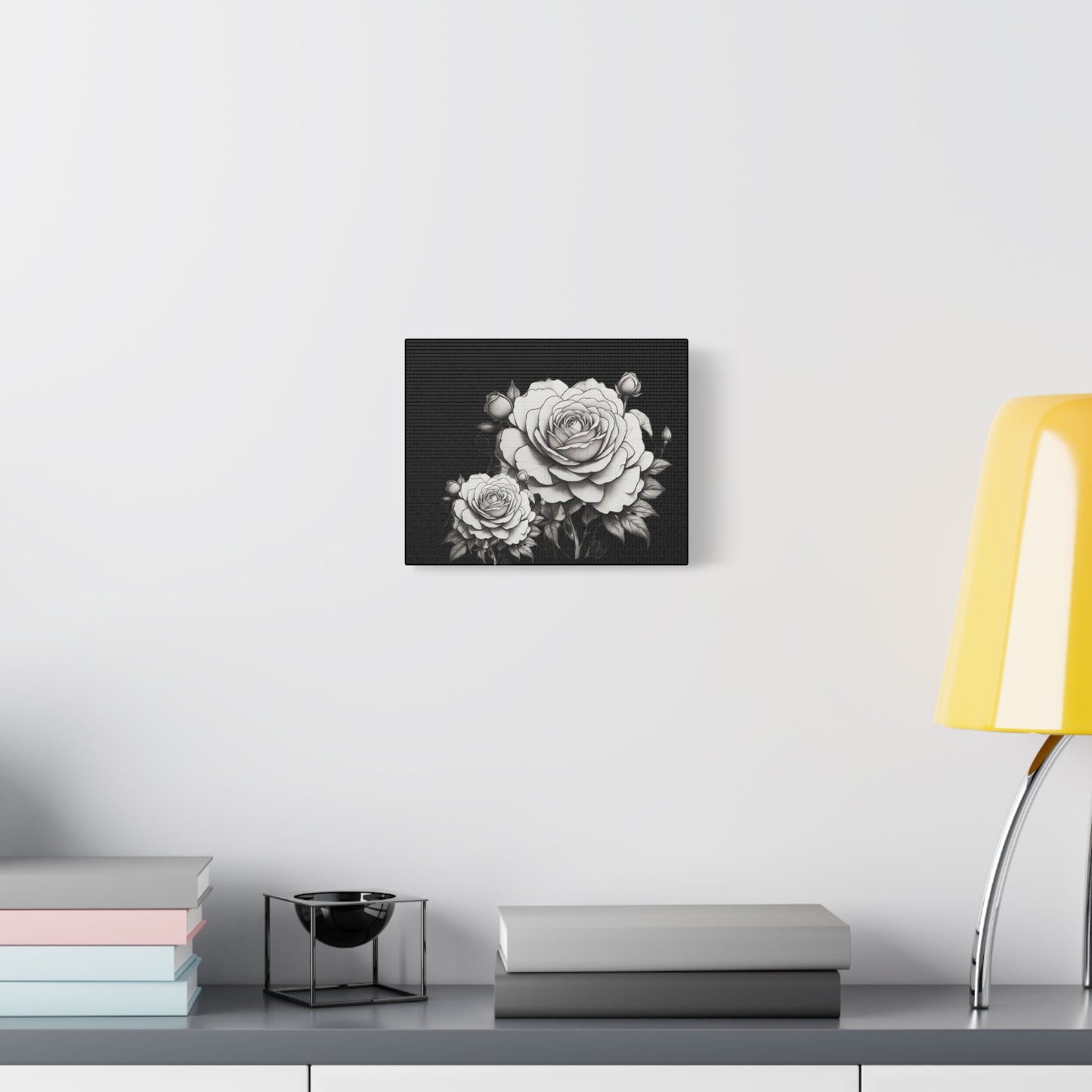 Monochrome Rose Canvas Print — Black & White Floral Wall Art