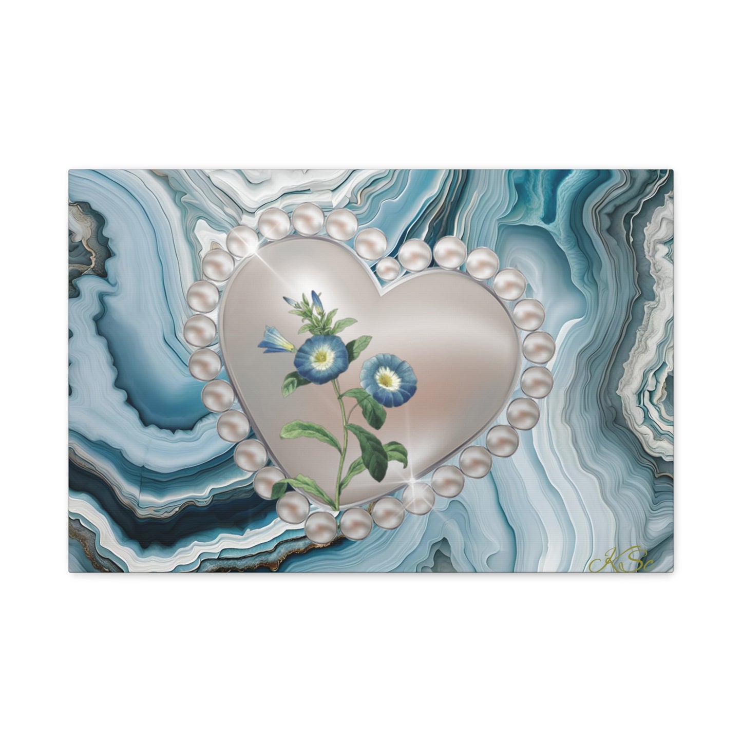 Elegant Floral Heart Canvas Wall Art, Modern Home Decor, Gift for Her