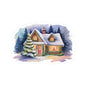 Cozy Snowy Cottage Kiss-Cut Sticker — Holiday Winter Home Decal