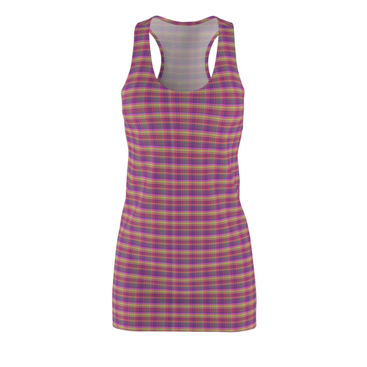 Vibrant Checkered Racerback Dress for Summer Fun, Casual Day Out, Festivals, Beachwear, Everyday Comfort, Trending Style