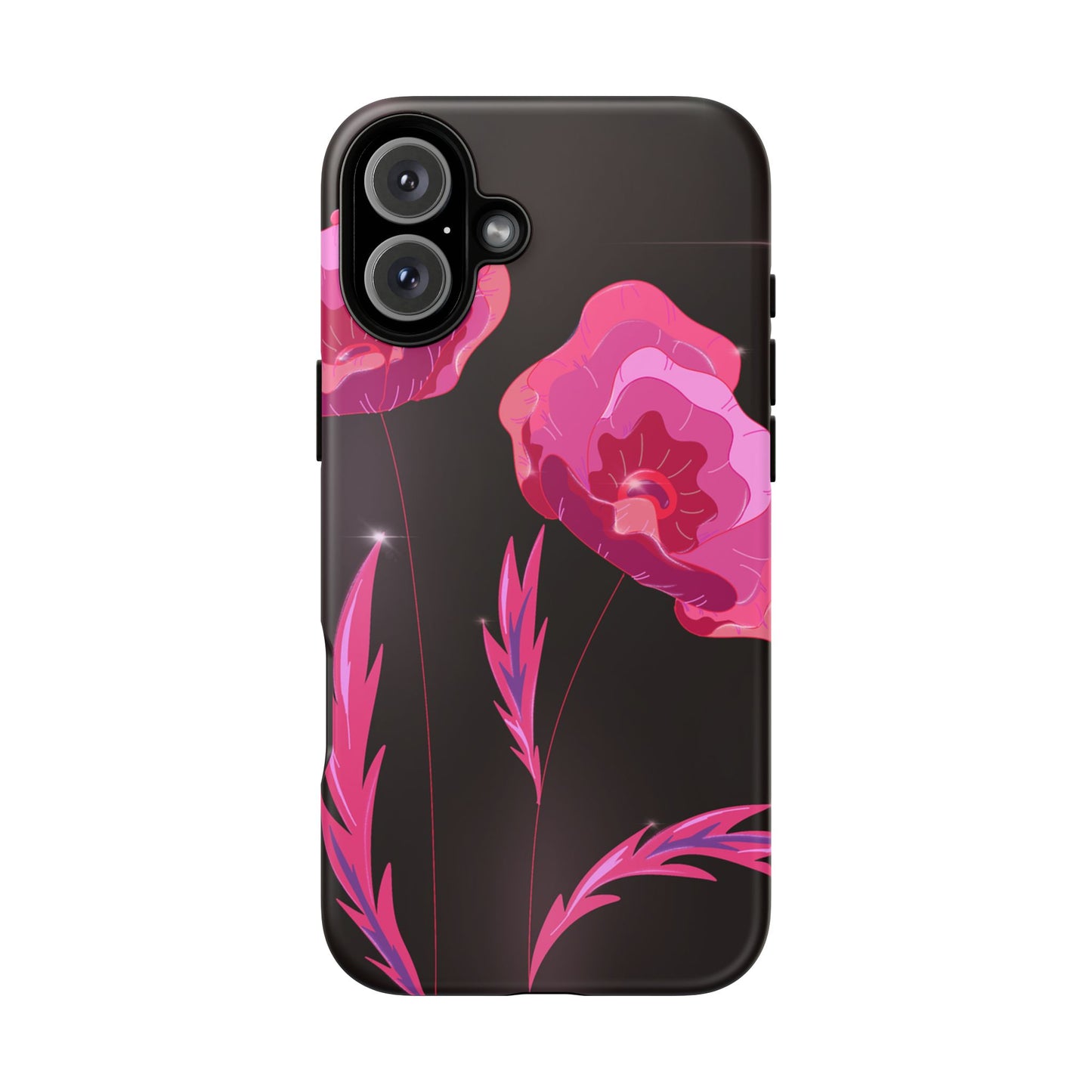 Floral iPhone Case | Tough Cases with Pink Poppy Design, Elegant Flower Phone Cover, Gift for Her, Spring Accessories, Chic Tech