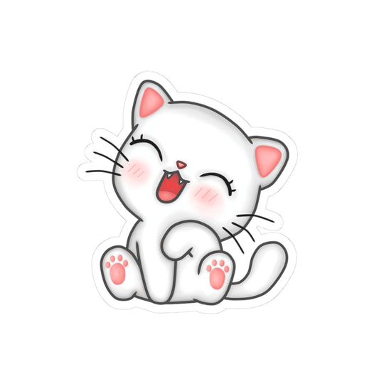 Cute Cat Kiss-Cut Stickers, Adorable Cat Stickers for Laptops, Scrapbooking, Gifts for Cat Lovers, Playful Decor