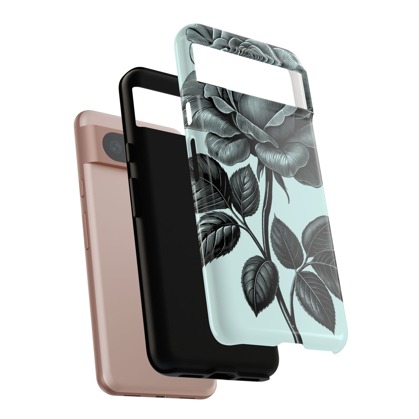 Elegant Floral Phone Case, Tough Cases for iPhones, Black Rose Design, Gift for Her, Stylish Phone Cover, Birthday Gifts