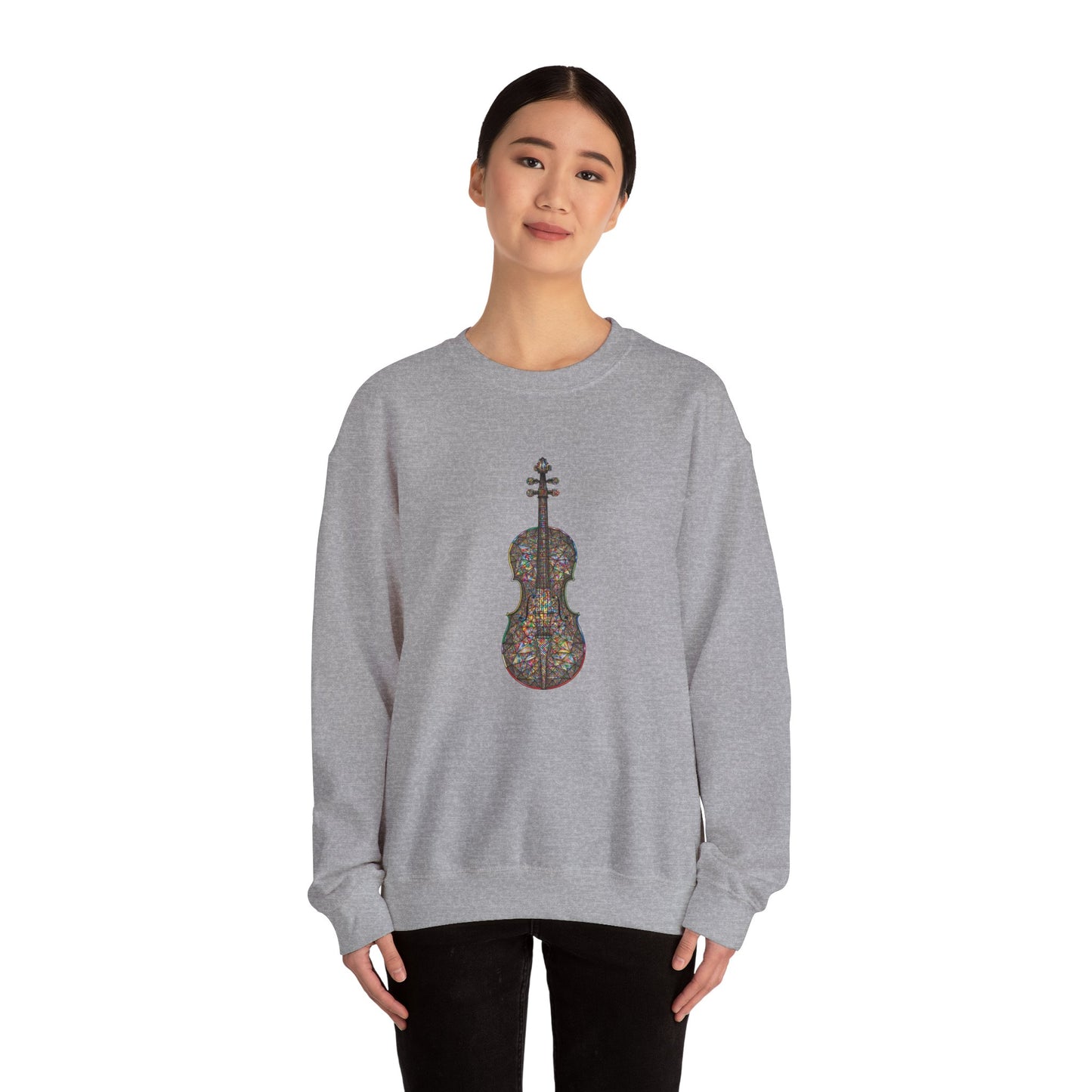Stylish Violin Art Sweatshirt, Music Lover Gift, Cozy Crewneck, Perfect for Concerts, Music Festivals, Unisex Apparel, Gift for Musicians