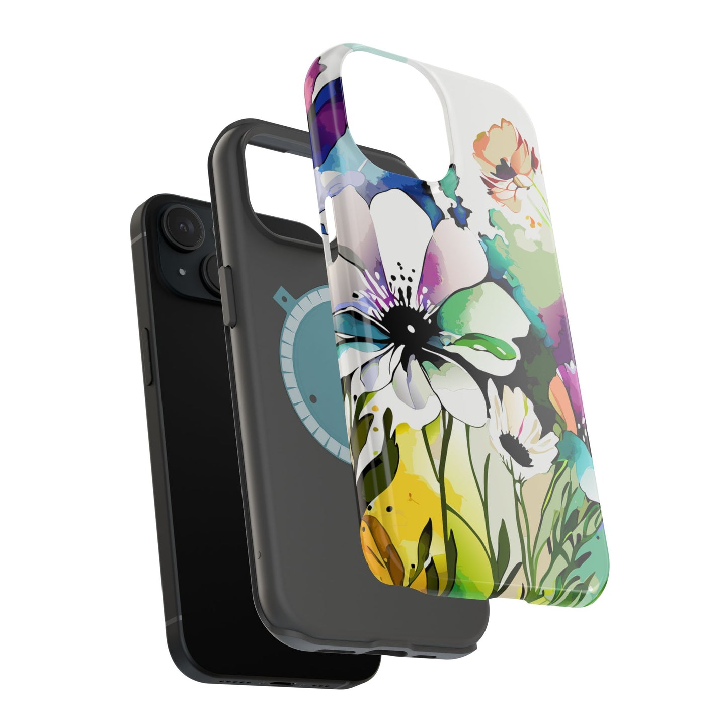 Floral Watercolor Magnetic Phone Case — Impact‑Resistant Protective Cover