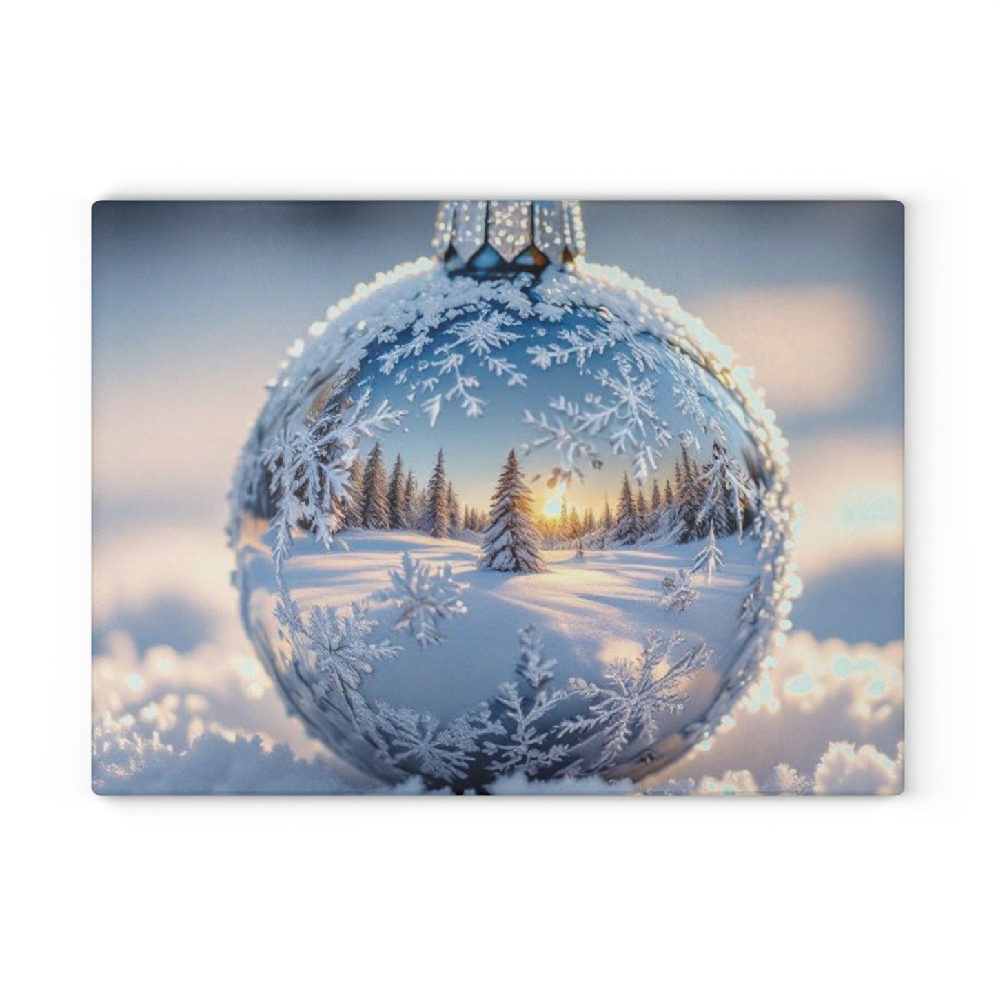 Winter Wonderland Glass Cutting Board, Holiday Kitchen Decor, Snowy Scene Art, Unique Gift for Chefs, Christmas & Winter Celebrations