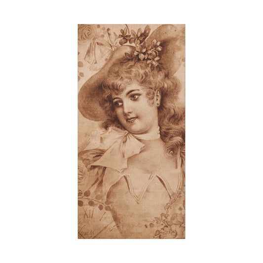 Vintage Sepia Portrait Canvas — Romantic Victorian Lady Matte Wall Art