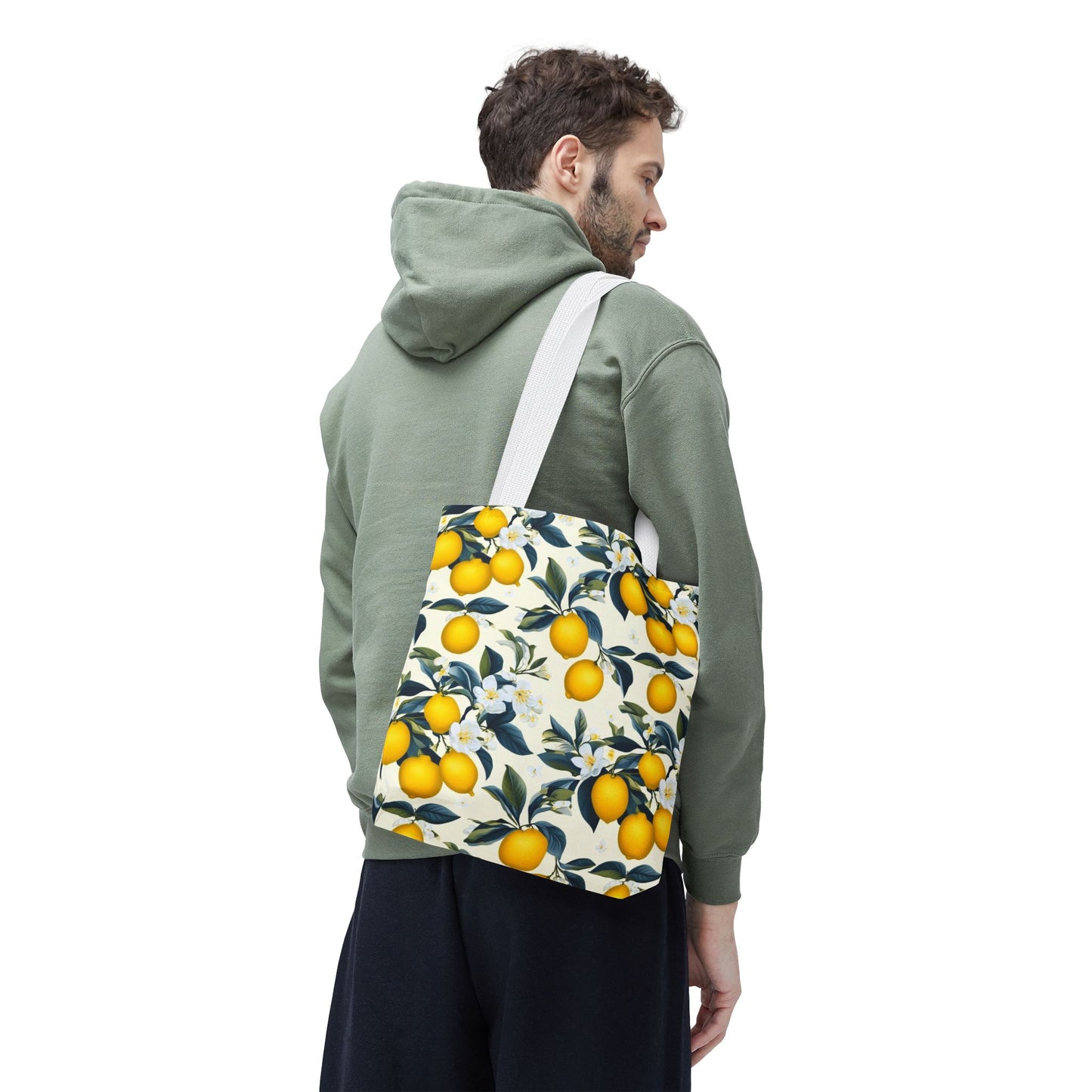 Lemon Blossom All-Over Print Tote Bag — Citrus Floral Market Bag