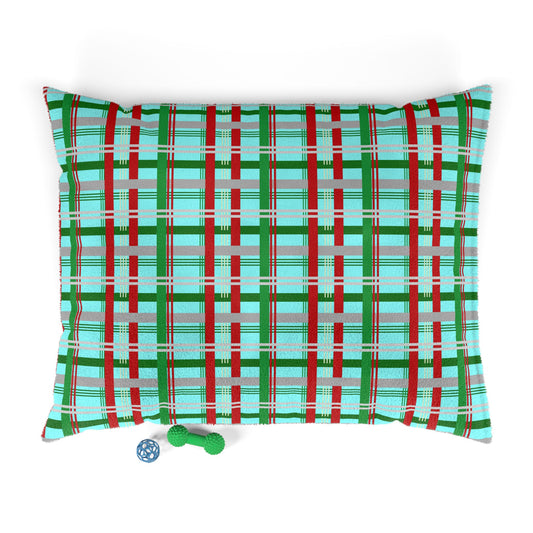 Festive Plaid Pet Bed | Cozy Dog Bed | Holiday Pet Cushion | Comfortable Cat Bed | Christmas Decor