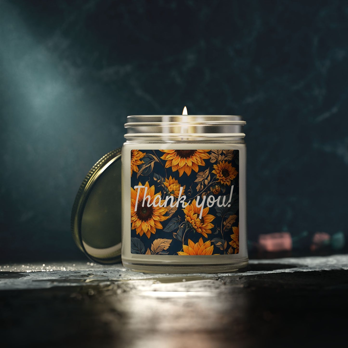 Thank You Sunflower Scented Candle — Coconut Apricot Wax (4oz/9oz)