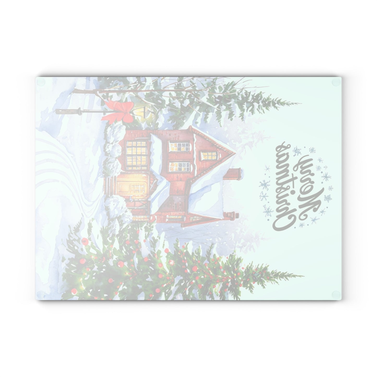 Christmas Glass Cutting Board - Festive Winter Home Design