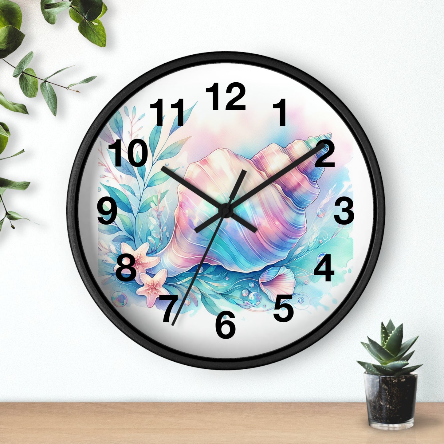 Seashell Pastel Wall Clock — Beachy Coastal Home Decor