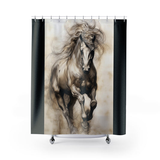 Majestic Horse Shower Curtain, Equestrian Bathroom Decor, Horse Lover Gift, Farmhouse Style, Nature-Inspired, Unique Home Accessory