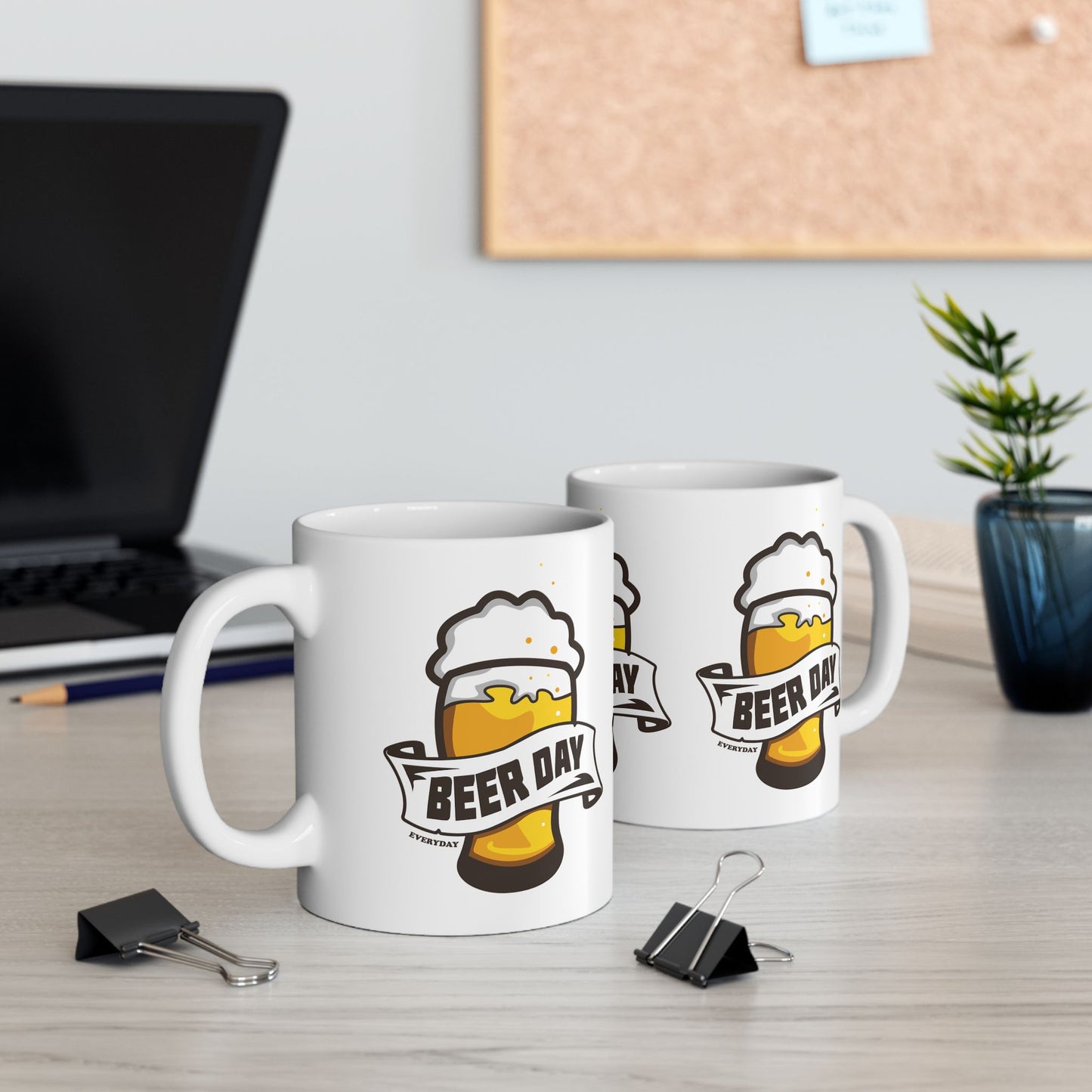 Beer Day Ceramic Mug - Fun Gift for Beer Lovers, Drinking Parties, Home Bar Decor, Father's Day, Birthday, Celebration