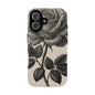 Black Rose Phone Case, Tough Cases with Floral Design, Elegant Tech Accessory, Gift for Flower Lovers, Stylish Protection