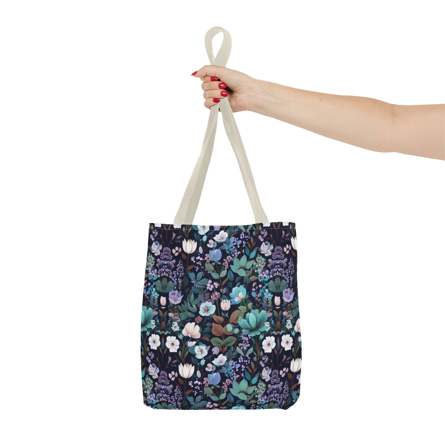 Floral Nightfall Tote Bag — Dark Botanical All-Over Print