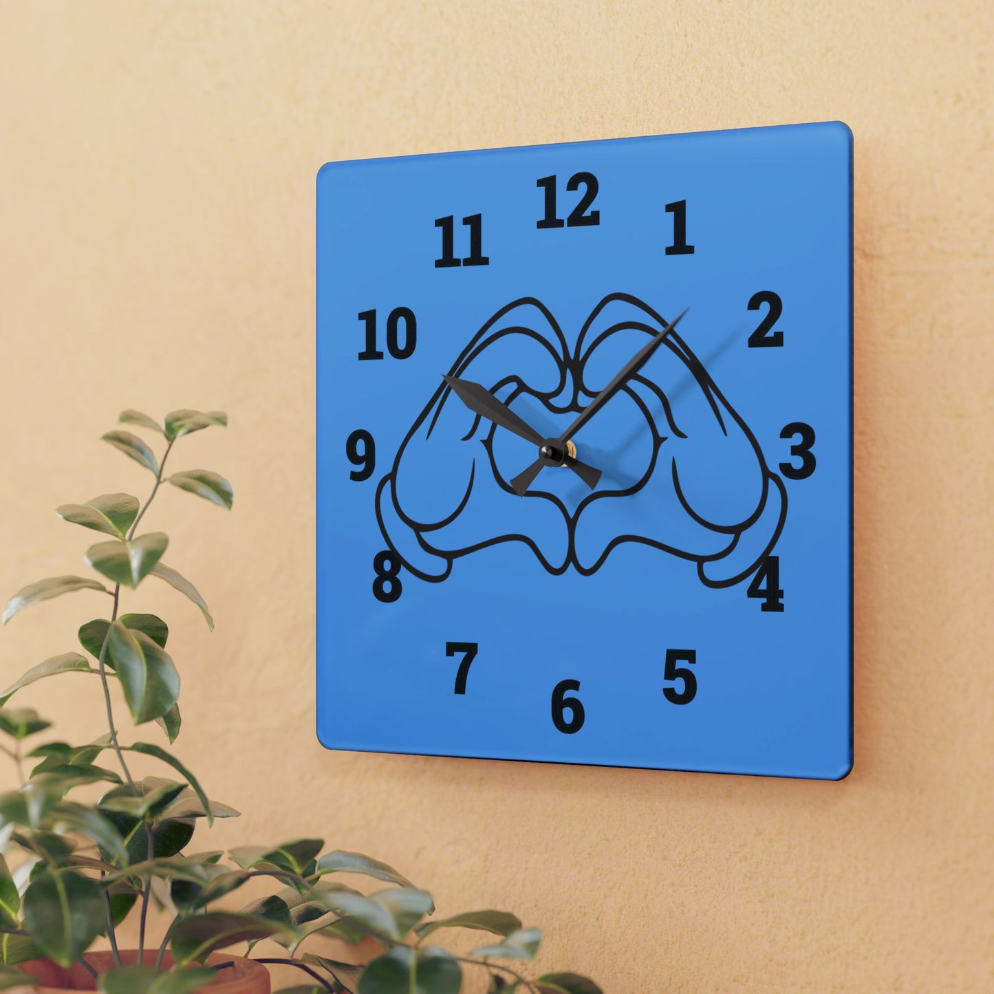 Heart Hands Acrylic Wall Clock - Modern Decor, Unique Gift, Home Office Wall