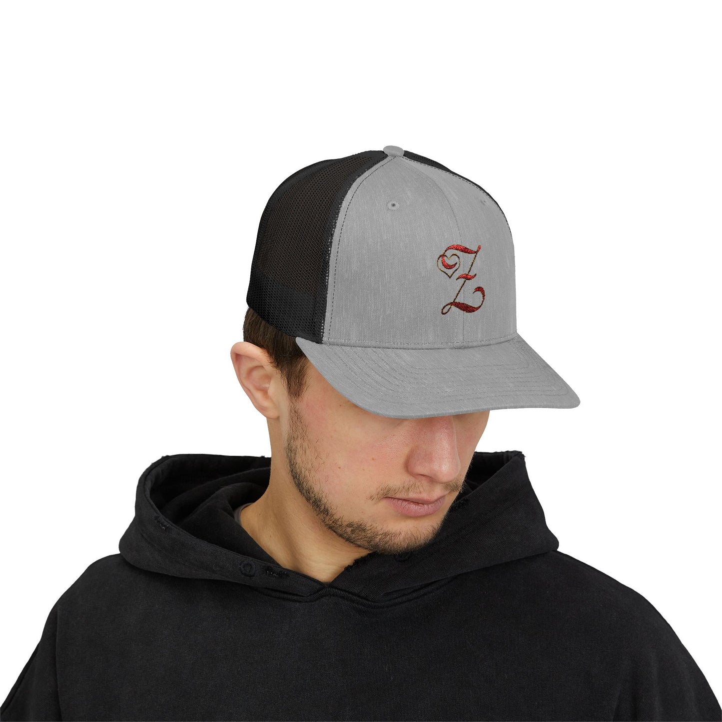 Embroidered 'Z' Snapback Trucker Cap — Vintage Monogram Initial Hat