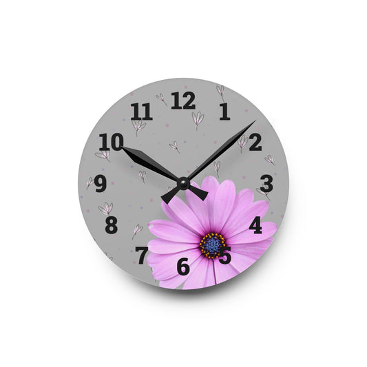 Floral Acrylic Wall Clock Spring Decor, Home Office Accessory