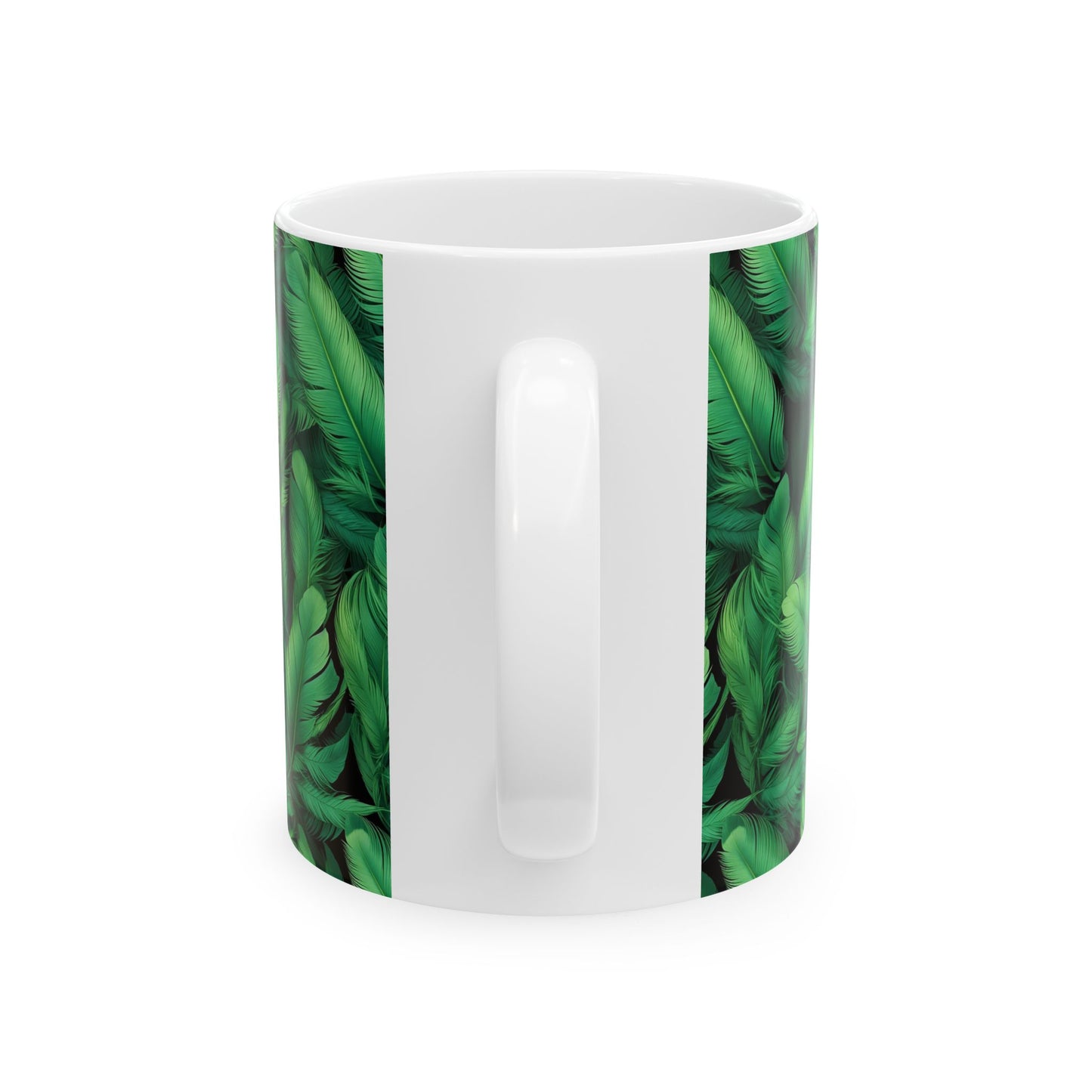 Green Leaves Ceramic Mug - Nature Lover Gift, Coffee Cup, Plant Decor, Eco-Friendly, Botanical Kitchenware