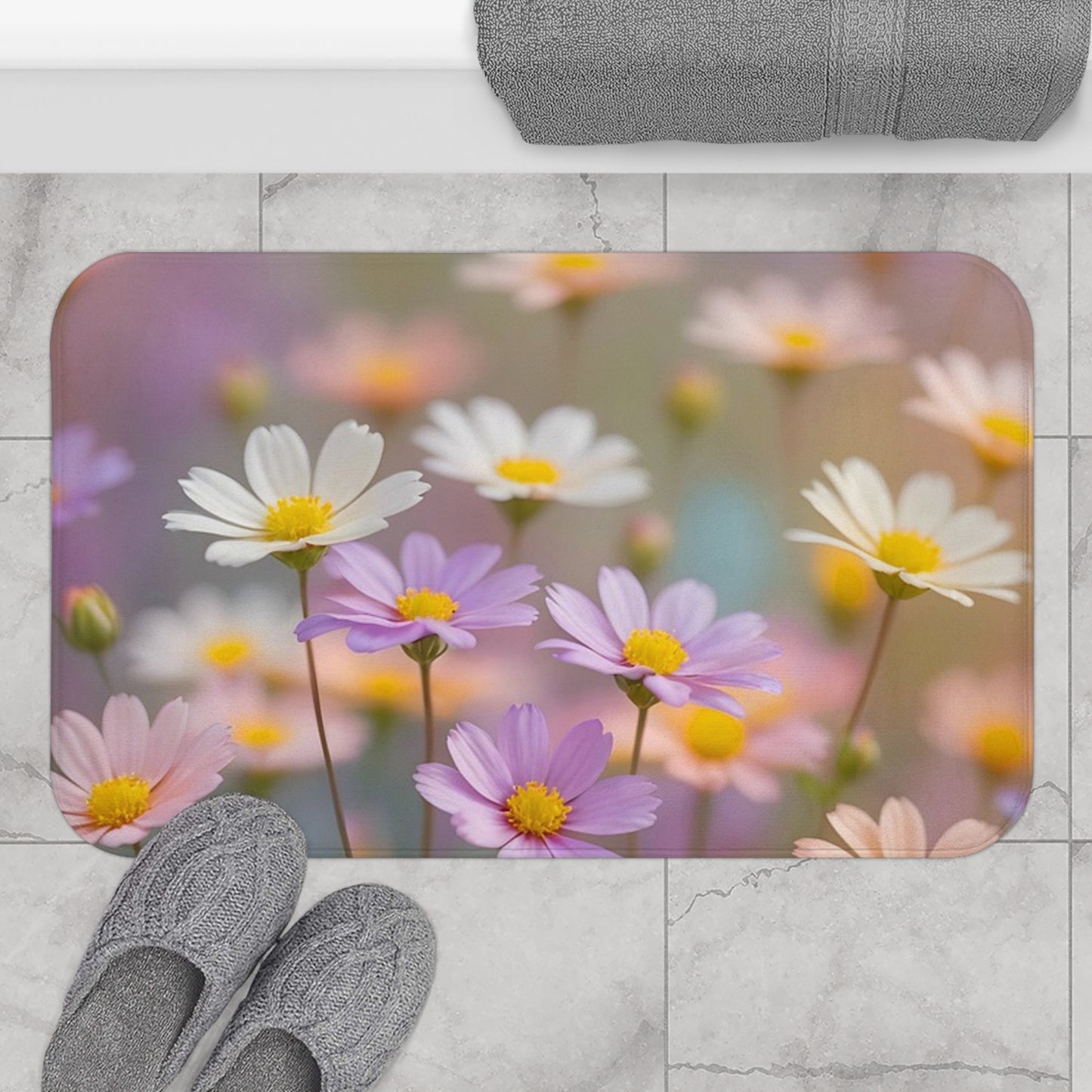 Floral Delight Bath Mat | Spring Decor, Bathroom Accessories, Gift for Her, Home Decor, Flower Design