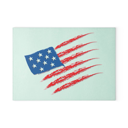 Patriotic Glass Cutting Board with American Flag Design, American Flag Kitchen Decor, BBQ Gift, Memorial Day, Independence Day, Unique [...]