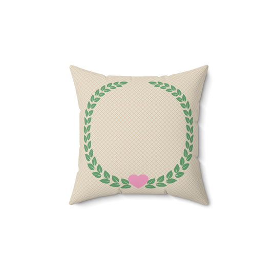 Heart Wreath Decorative Pillow, Cozy Home Accent, Throw Cushion for Weddings, Valentine's Day, Housewarming Gift, Living Room Decor