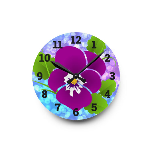 Vibrant Orchid Acrylic Wall Clock – Colorful Home Decor,