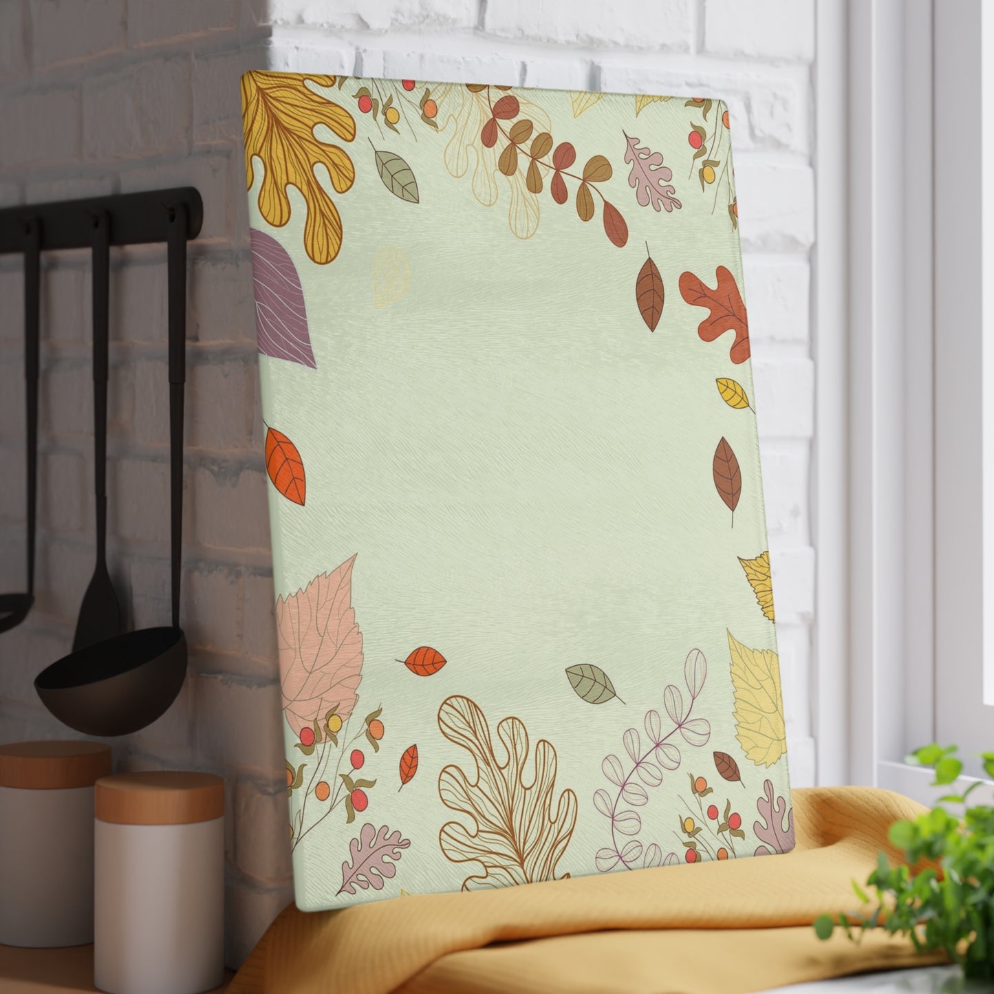 Autumn Leaves Glass Cutting Board – Fall Foliage Decorative Kitchen Board