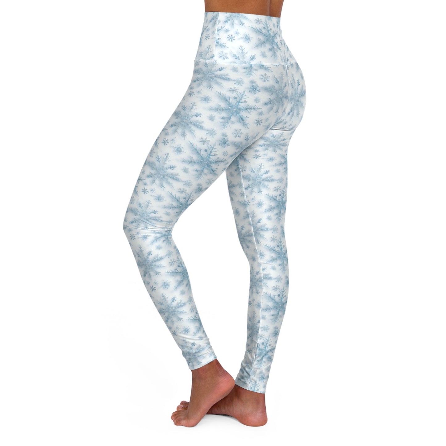 Snowflake Pattern High Waisted Yoga Leggings, Activewear, Fitness Leggings, Gym Leggings, Winter Workout Pants, Holiday Gift