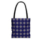 Navy Geo Floral Pattern Tote Bag — Reusable Everyday Shopping Tote