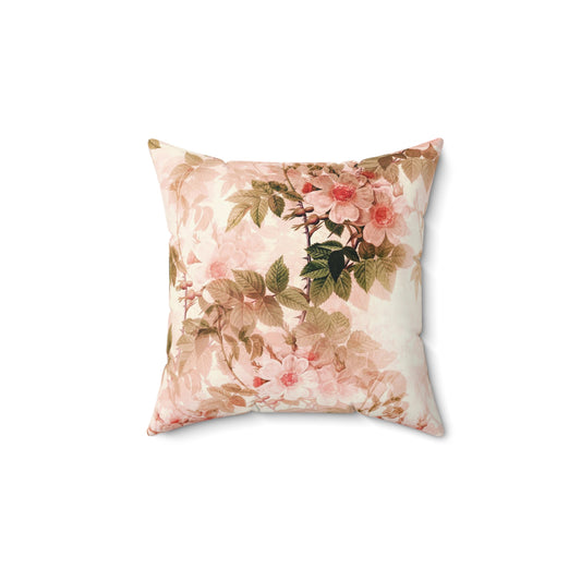 Floral Faux Suede Pillow, Decorative Cushion, Boho Home Decor, Throw Pillow for Living Room, Couch Pillow, Mother's Day Gift