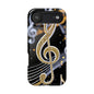 Music Notes Magnetic Impact-Resistant Phone Case — Gold Treble Clef Design
