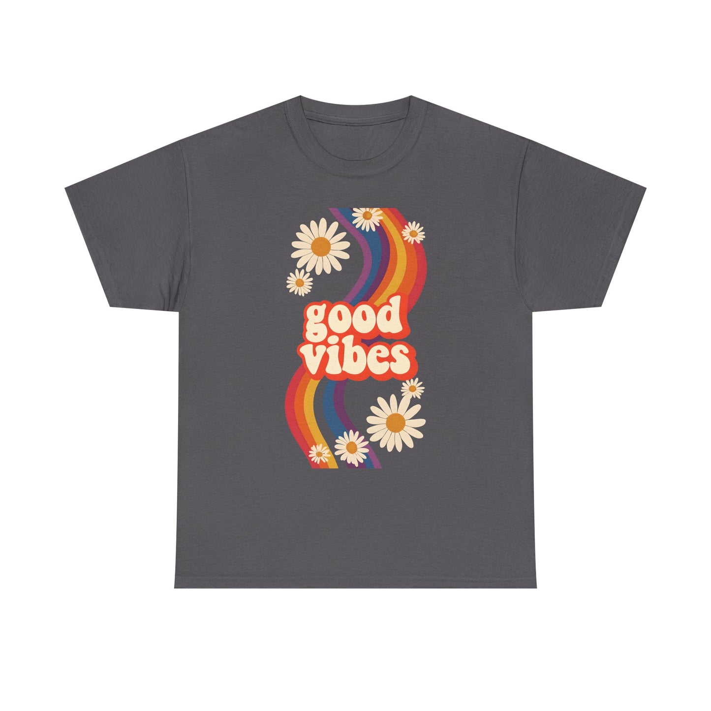 Good Vibes Unisex Heavy Cotton Tee, Retro Graphic T-Shirt, Feel Good Apparel, Summer Outfit, Casual Gift for Friends