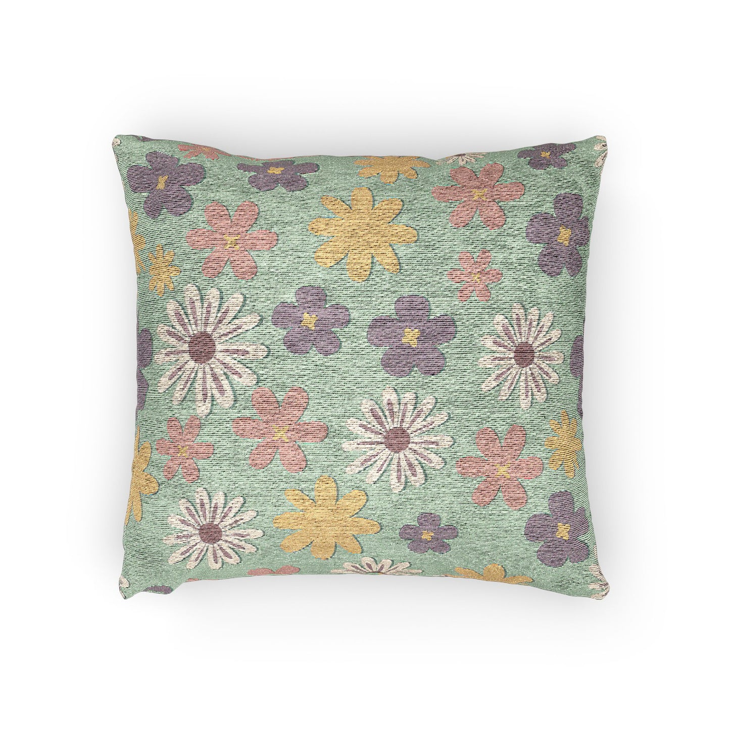 Floral Woven Pillow, Decorative Accent Cushion for Home, Boho Pillow for Living Room, Gift for Housewarming, Cozy Home Decor