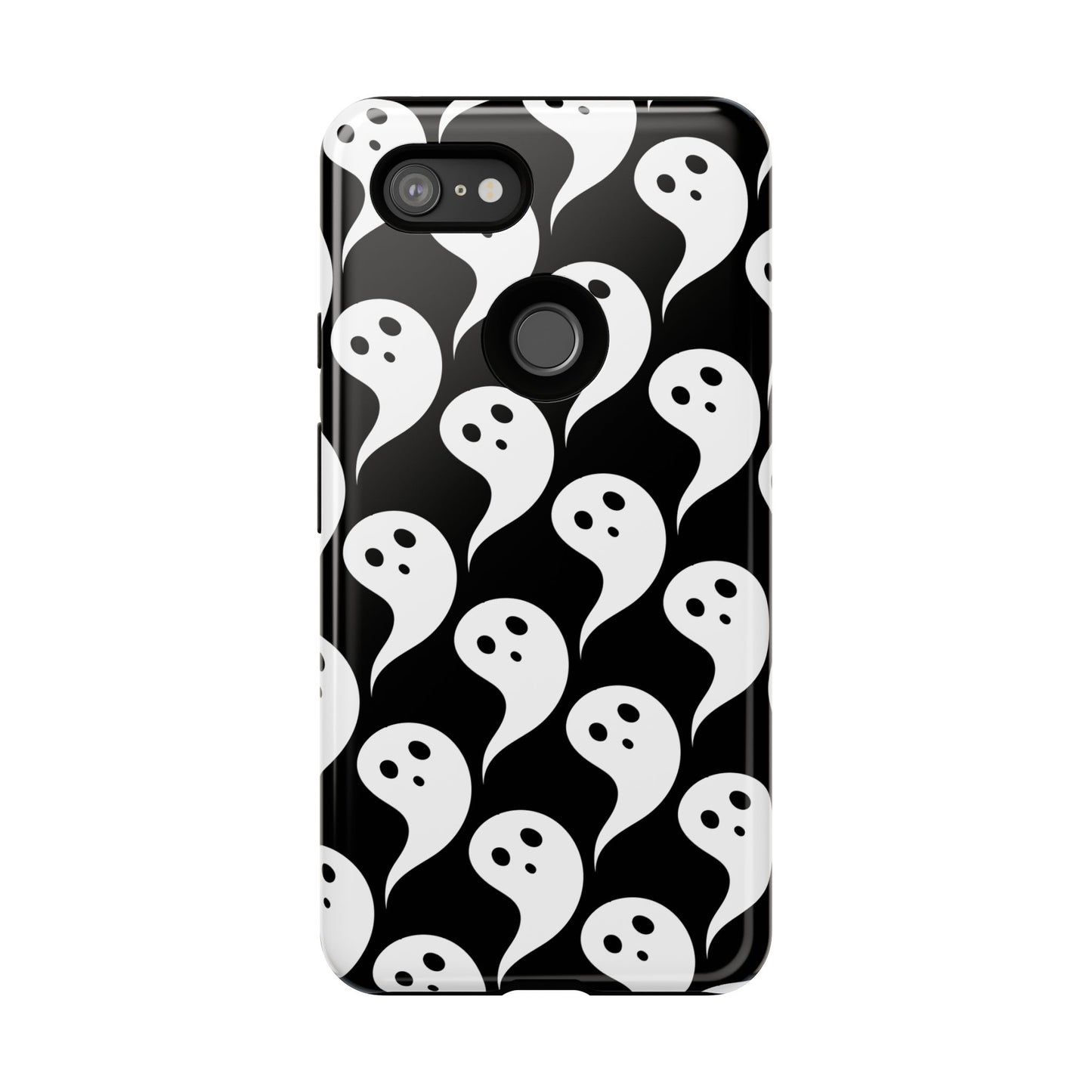 Ghost Pattern Phone Case, Cute Ghost Cell Phone Cover, Halloween Accessory, Spooky Gift, Black and White Phone Case