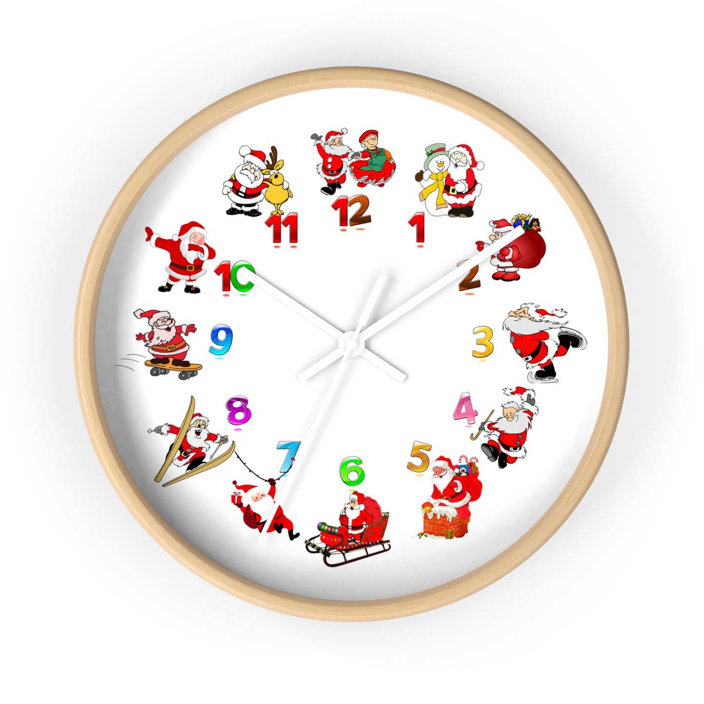 Festive Santa Wall Clock, Christmas Decor, Holiday Home Accent, Gift for Kids, Fun Timepiece, Seasonal Clock, Xmas Decoration
