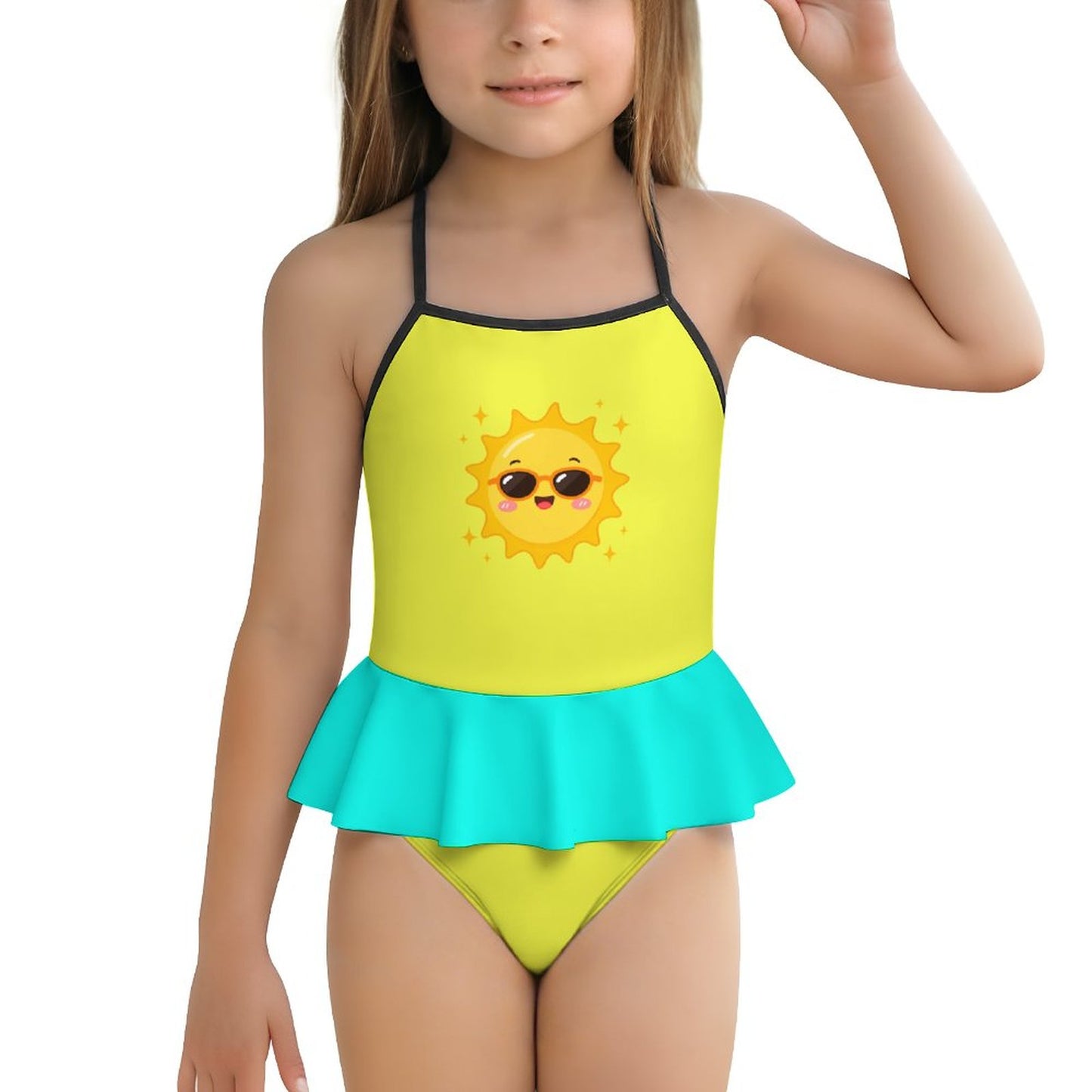 Girls One Piece Ruffle Strap Swimsuit